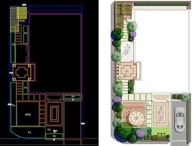 欧式别墅花园 景观平面 含CAD及彩平PSD 施工图 其他