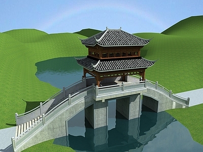 中式桥 亭子