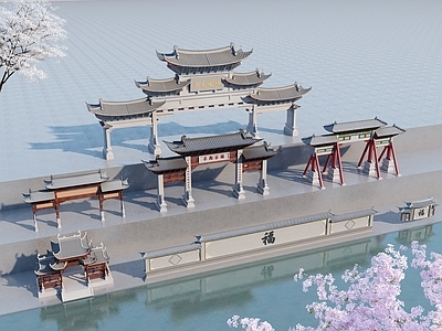 中式古建牌坊 小品