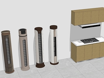 现代空调  圆形空调 橱柜 吊柜 燃气灶