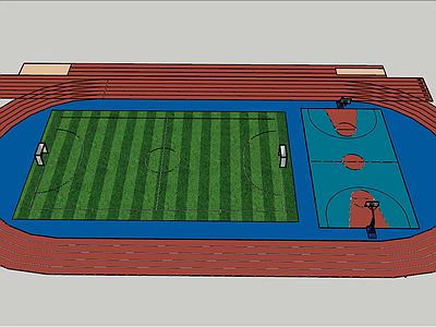 现代风格篮球场 足球场 沙坑