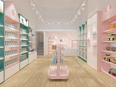 现代店面 母婴店 展示柜