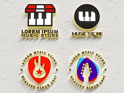 现代灯箱 音乐LOGO 标识 乐器图标 灯箱