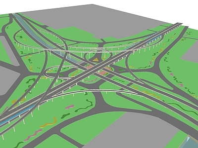 现代道路 高速公路 十字路口 立交桥 匝道 绿化带