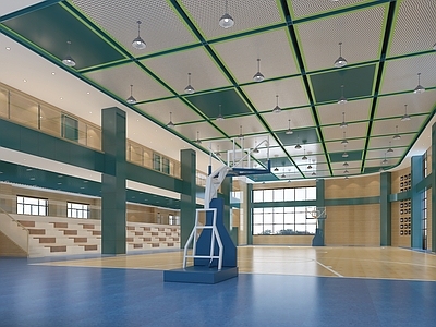 现代室内篮球馆 篮球场 风雨操场 体育馆 学校体育馆
