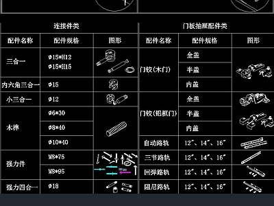 板式家具五金件CAD图纸 施工图