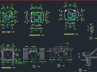 观光亭 钟塔 施工图