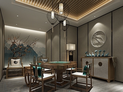 新中式棋牌室 麻将房 包厢