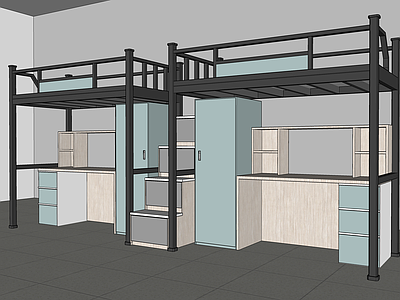 现代双层床 宿舍 上床下桌