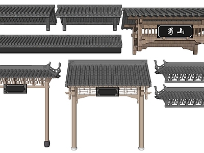 新中式风格牌坊牌楼 门头屋檐