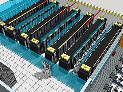 现代机房 机柜 服务器中心设备