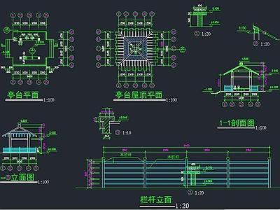 亭台建筑图纸 施工图