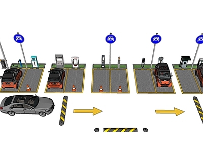 现代公建 充电桩 充电站 停车场 减速带 新能源汽车