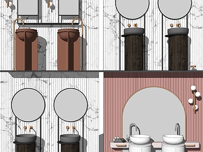 现代风格洗面盆 柱盆 室内