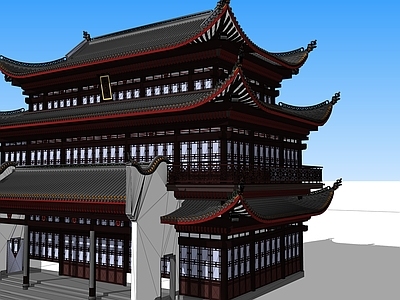中式风格建筑 大雄宝殿 寺庙