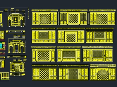 欧式护墙板 CAD图块 施工图