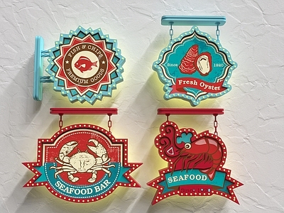 现代海鲜灯箱 霓虹灯箱 装饰灯