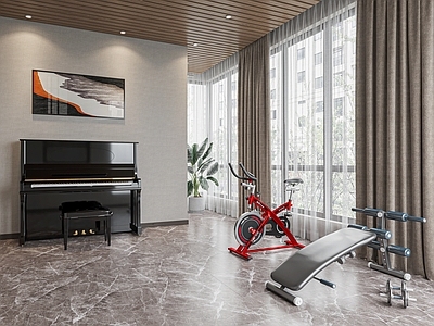 现代健身房 书房 阳光房