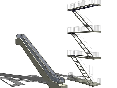 现代楼梯 电动扶梯 逃生