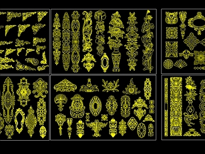 欧式雕花角线CAD图块 施工图