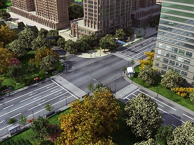 现代街道景观 马路 路面