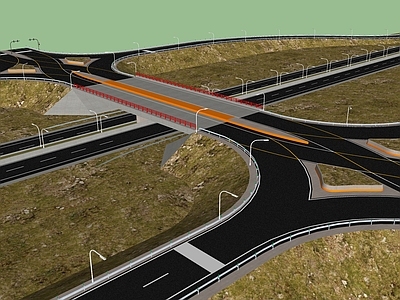 现代道路 立交桥 高架桥 路灯 广告牌