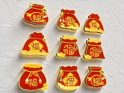 新中式装饰灯 福袋 福字 牛年美陈 节日彩灯