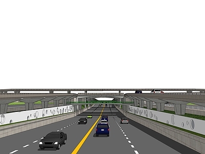 现代道路 立交桥 高架桥 路灯