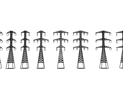 现代电线杆 高压电塔 输电塔 电线 变压器