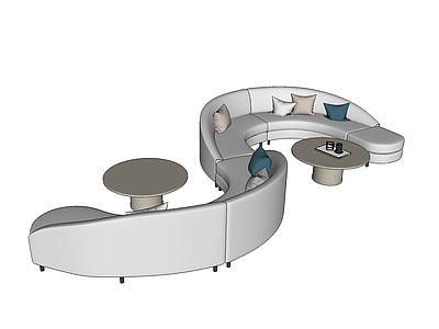 现代异形沙发 弧形 布艺