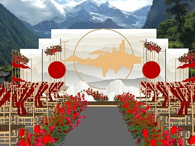 中式风格舞台 礼台