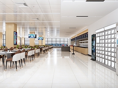 现代食堂 椅 智能设备 取餐柜 售卖机 档口 餐台