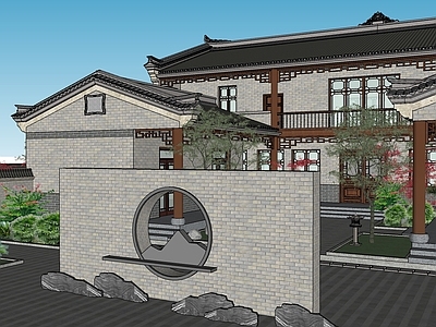 中式四合院  带水景花园