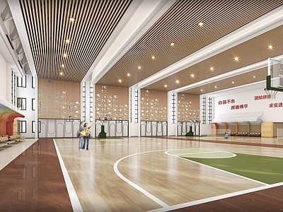 现代学校体育馆 篮球场 体育馆