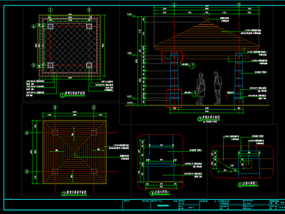 东南亚景观方亭 四角亭 施工图