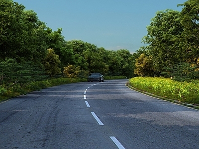 现代单向双车道公路 路面