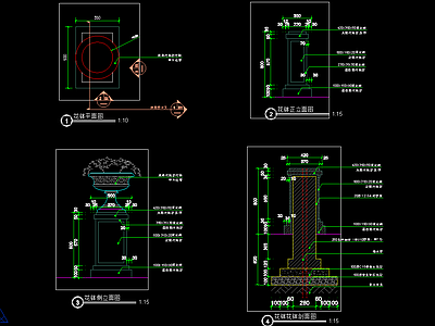 欧式花钵详图 施工图