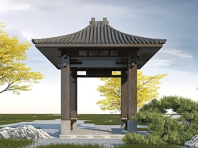 中式园林景观亭 小品 亭子 凉亭 休闲亭 风雨亭 古建亭子