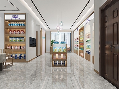 现代母婴店 奶粉店 货柜 茶桌