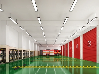 现代消防队 车库 餐厅 包厢 门卫室