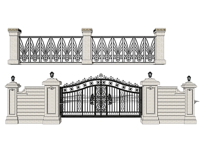 欧式围栏 围墙 大门 石材