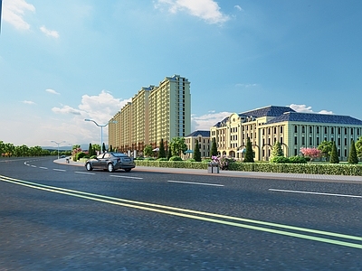 现代公路 公路绿化 街道 现代街道 汽车 绿篱 绿化带 车行道场景 路面