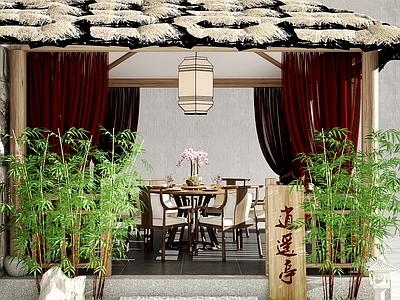 新中式亭子餐桌椅