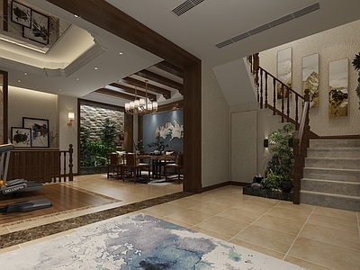 新中式台球室 休闲区