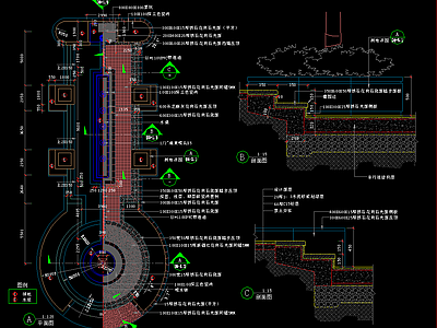 欧式水景详图 泵坑详图 喷泉详图  台阶 施工图