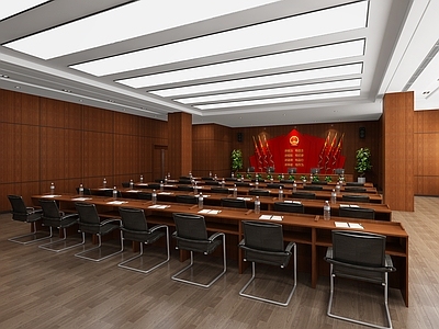 现代党建大型会议室 会议桌