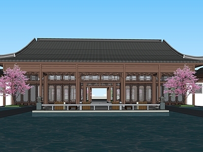 中式四合院 带水景花园