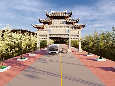 中式牌坊门楼