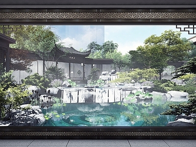中式售楼处 示范区 古典园林 庭院 假 方形