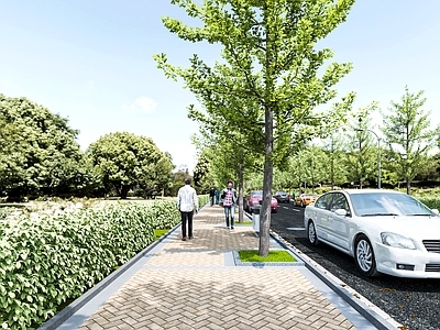 现代人行道 马路 路面
